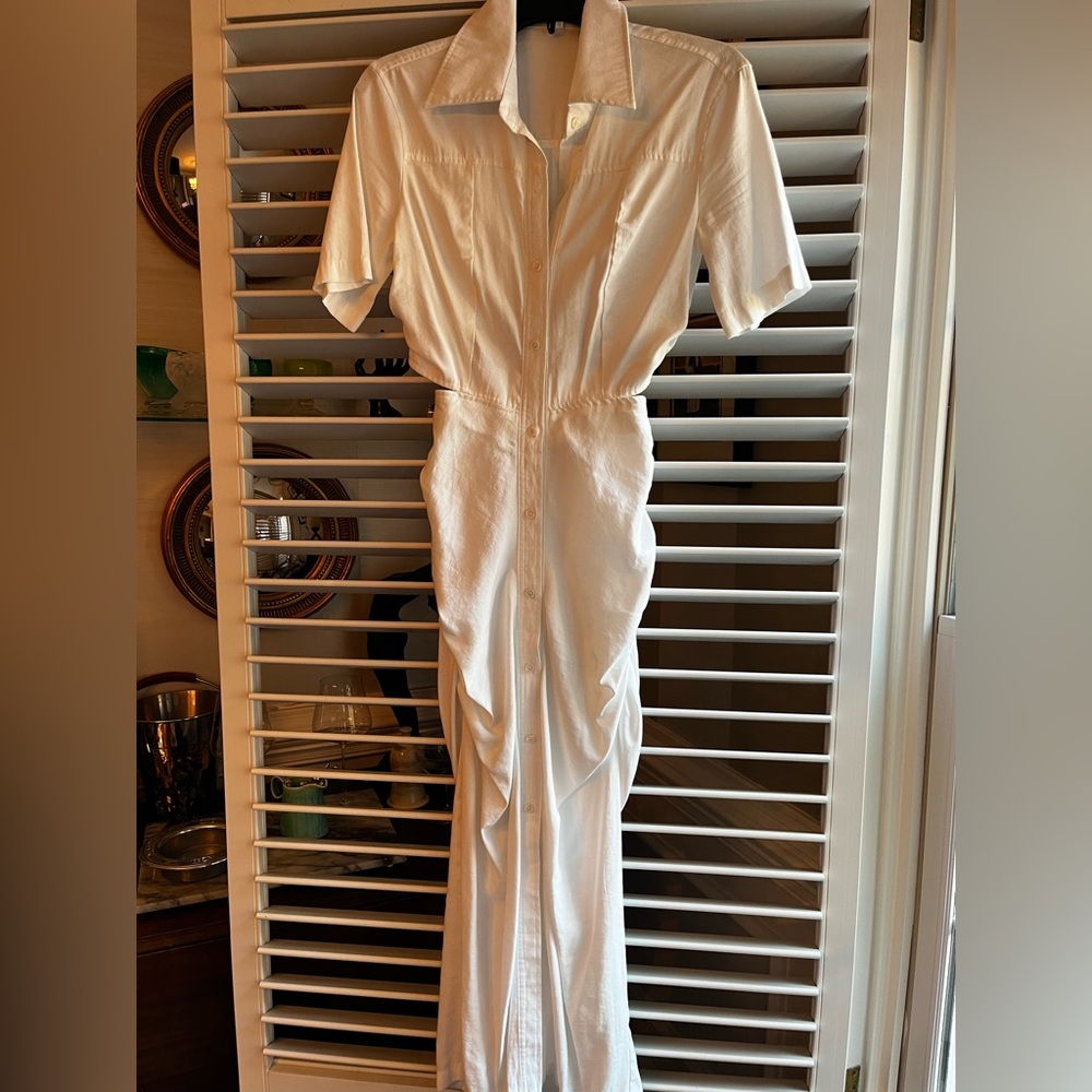 Source Unknown White Backless Button-Front Midi D… - image 2